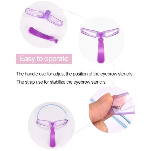 Eyebrow Shaping Kit,8 Styles Reusable Eyebrow Stencil with Handle and Strap, Washable