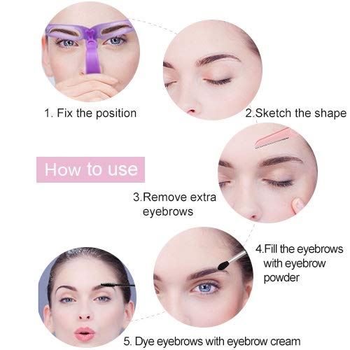 Eyebrow Template, Eyebrow Shaping Kit,8 Styles Reusable Eyebrow Stencil with Handle and Strap, Washable