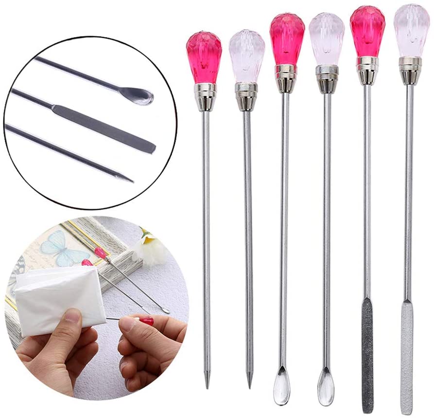 Silicone Resin Mold Tool Set Stirring Needle Spoon Jewelry Making Kit, Pink+Rose Red