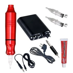 Pro Tattoo Kit Red Rotary Tattoo Pen