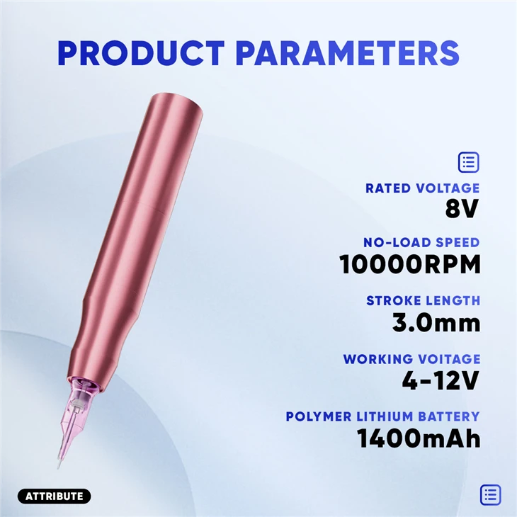 Factory Sale Rose Gold Safety Body Tattoo Kit 10000rpm 1400mAh Battery PMU Machine For Eyebrow Eyeliner Lip