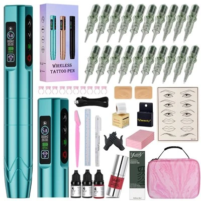 Dual-Battery Multi-Mode Wireless Permanent Makeup Kit: Eyebrow, Lip, Hairline, Eyeliner & Small Tattoos