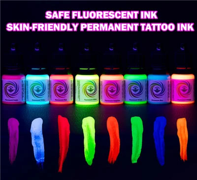 Vibrant Fluorescent Tattoo Ink Set - Ideal For Glowing Artwork