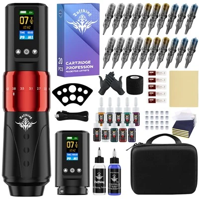 Wireless Tattoo Machine With Dual Battery Tattoo Pen Set Screen Display Beginner-friendly Adjustable Stroke Cutting Line Spray Tattoo Tool